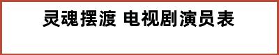 灵魂摆渡 电视剧演员表